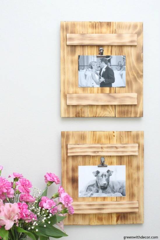 DIY picture frames with a burned wood finish - Green With Decor